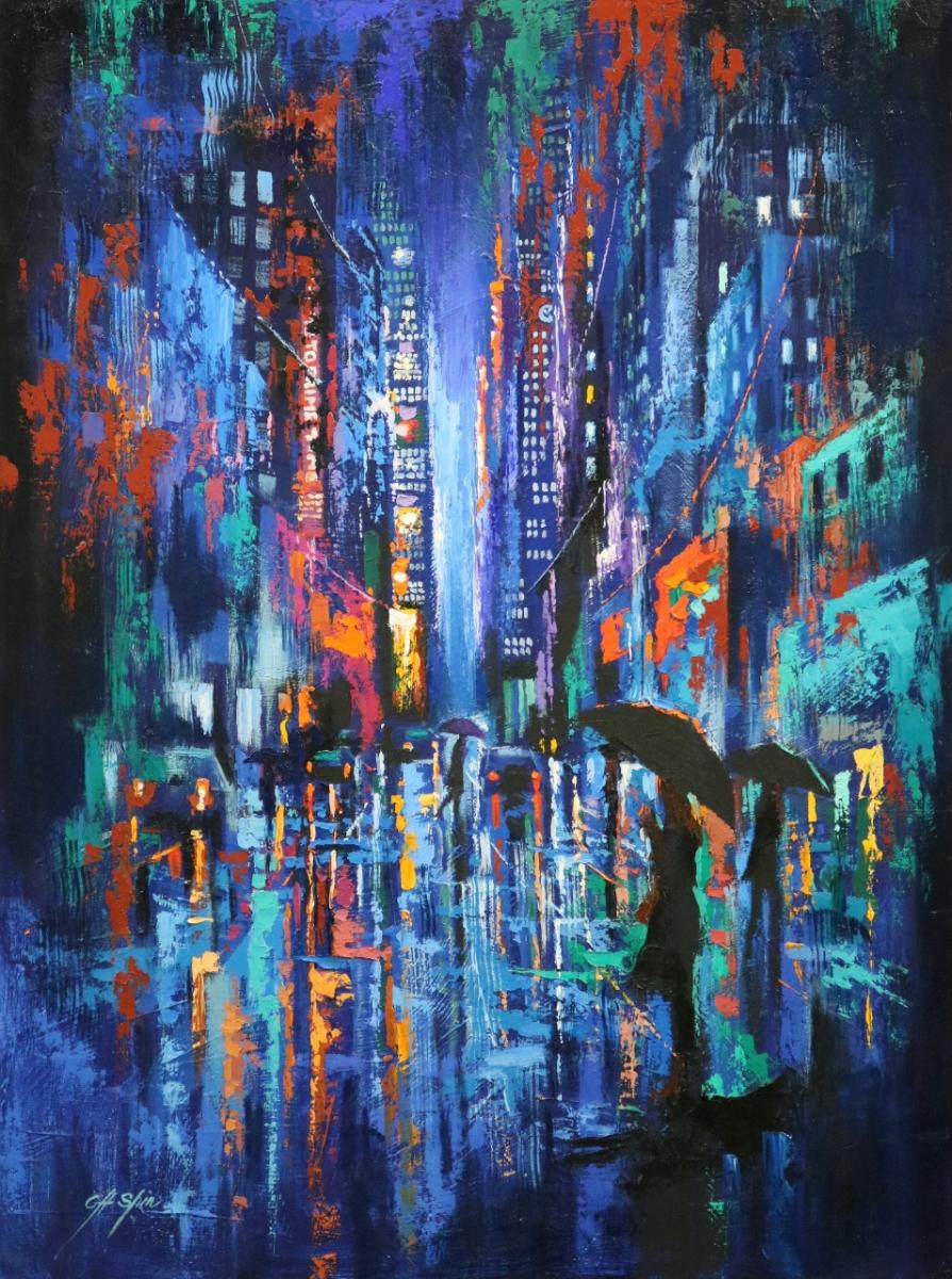 A Rainy Day in New York Painting by Chin h Shin